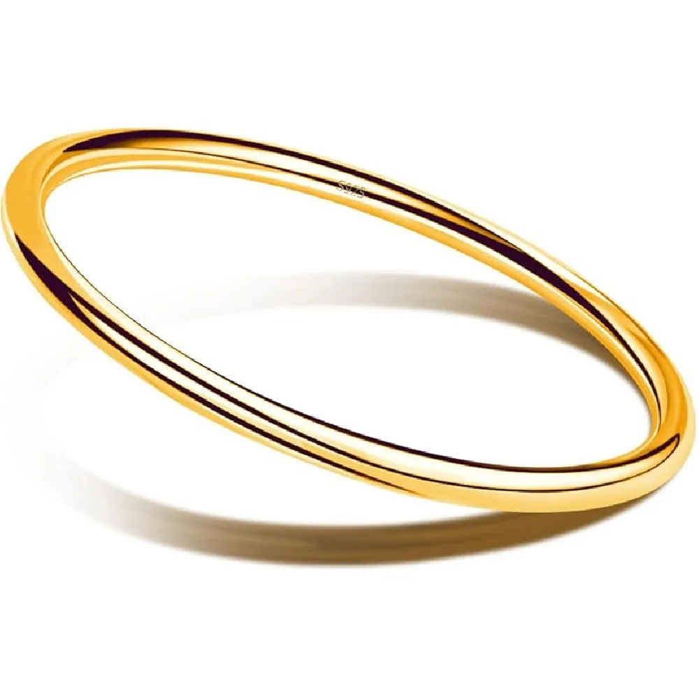 Minimalist Matte Gold Tone Bangle for Women, Vintage Plain Round Closed Bangle Bracelet, Stackable Fashion Jewelry Gift