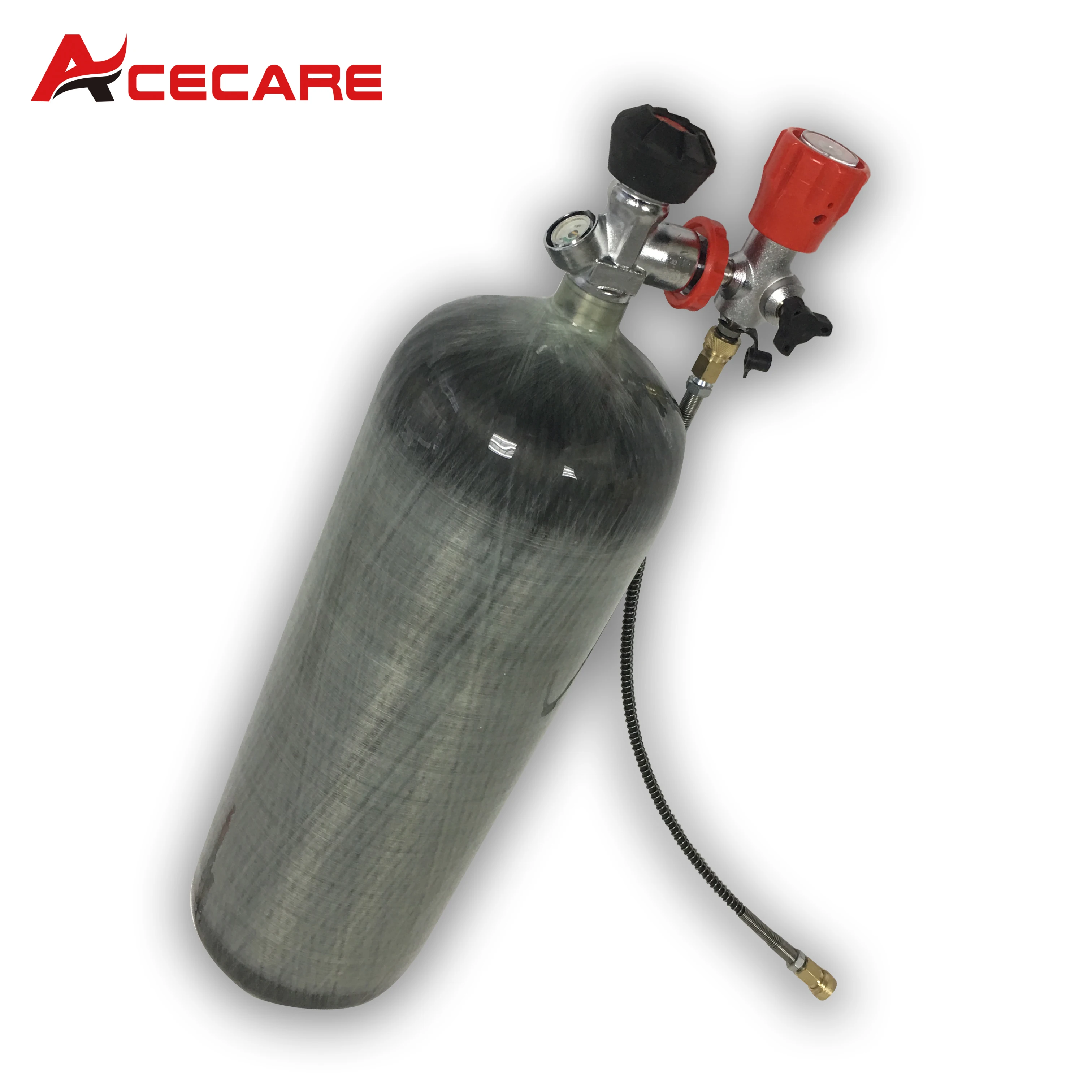 ACECARE 300bar 4500psi 30mpa 9L CE ارتفاع ضغط ألياف الكربون اسطوانة صمام ملء محطة الغوص M18 * 1.5 الموضوع