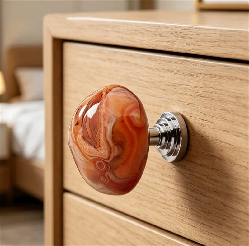 Natural Rough Agate Ore Cabinet Door Pull Handles Drawer Knobs Luxury Furniture Handle For Home Cupboard Wardrobe Shoe Pulls