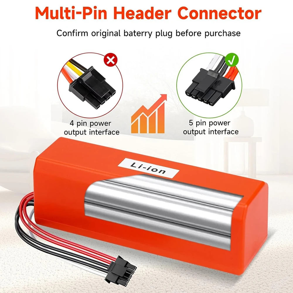 High Capacity 14.4V 6800mAh Lithium Battery for Xiaomi MJST1S MJST1S 2 Pro Mop 2 MJSTS1 MJSTIS C101 Vacuum Cleaner