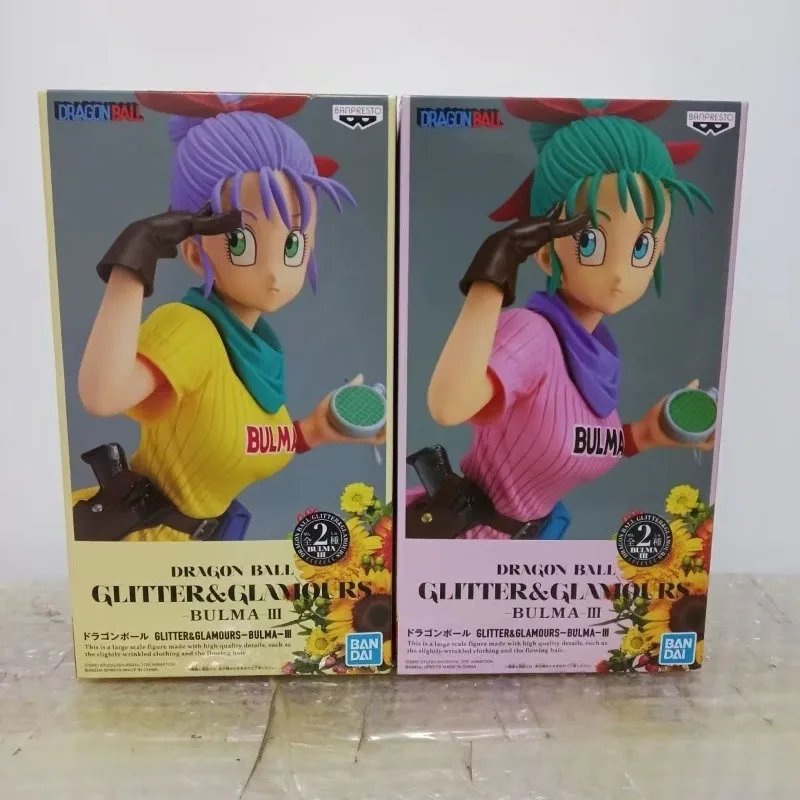 

In Stock Bandai Original Dragon Ball GLITTER GLAMOURS Bulma 3 Anime Figures Toys Gift Collectible Model Ornaments
