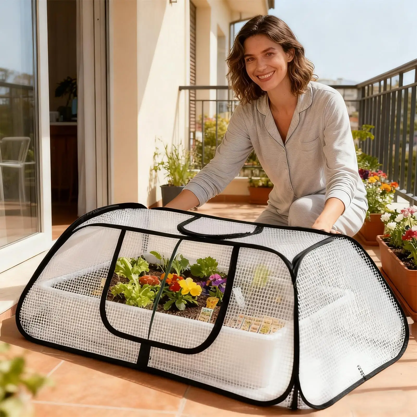 

Raised Bed Cover With Zipper Breathable Mesh Home Accessories Plant Frost Protection Covers For Outdoor Winter Cold Weather