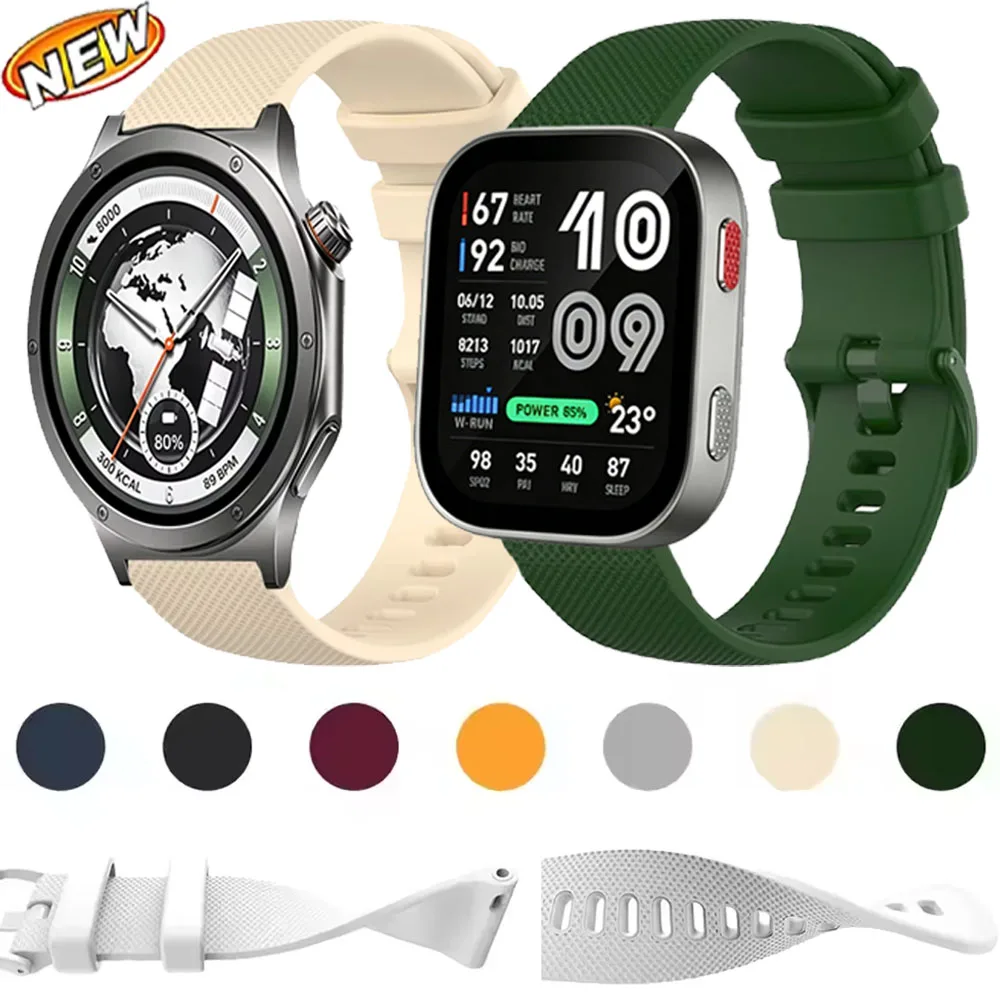 20mm 22mm Silicone Strap for Oneplus Watch 4 3 Lite Comfortable Wristband for OPPO Wacth S X3 X2 X Amazfit Balance 3 2 1 Bip Max