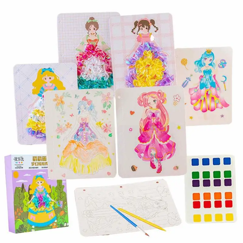 DIY Painting Sticker Craft Toys Kid Art Girls Poking Princess Handmade Educational Magical Children Gifts