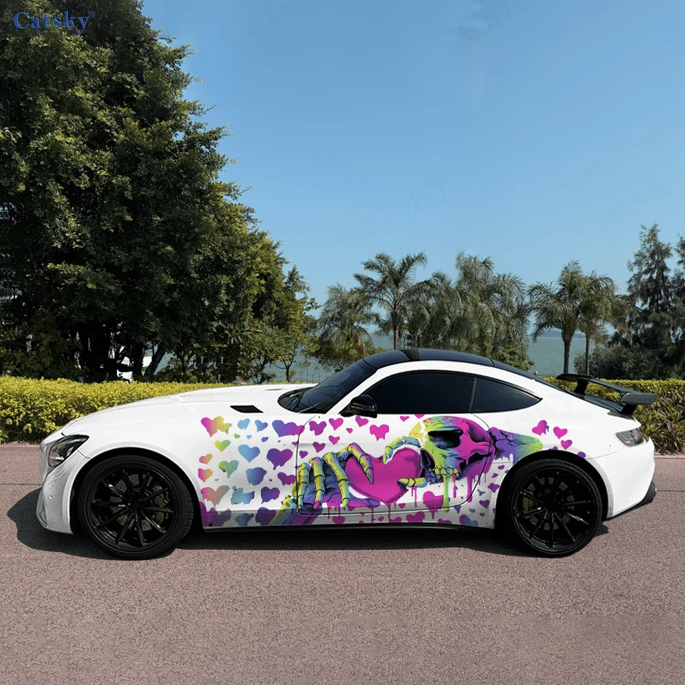None Skull Hands Bones Love Car Vinyl Wraps Decal Self-adhesive PVC Sticker Suitable for Trucks SUV Decor Auto Accessories Gift