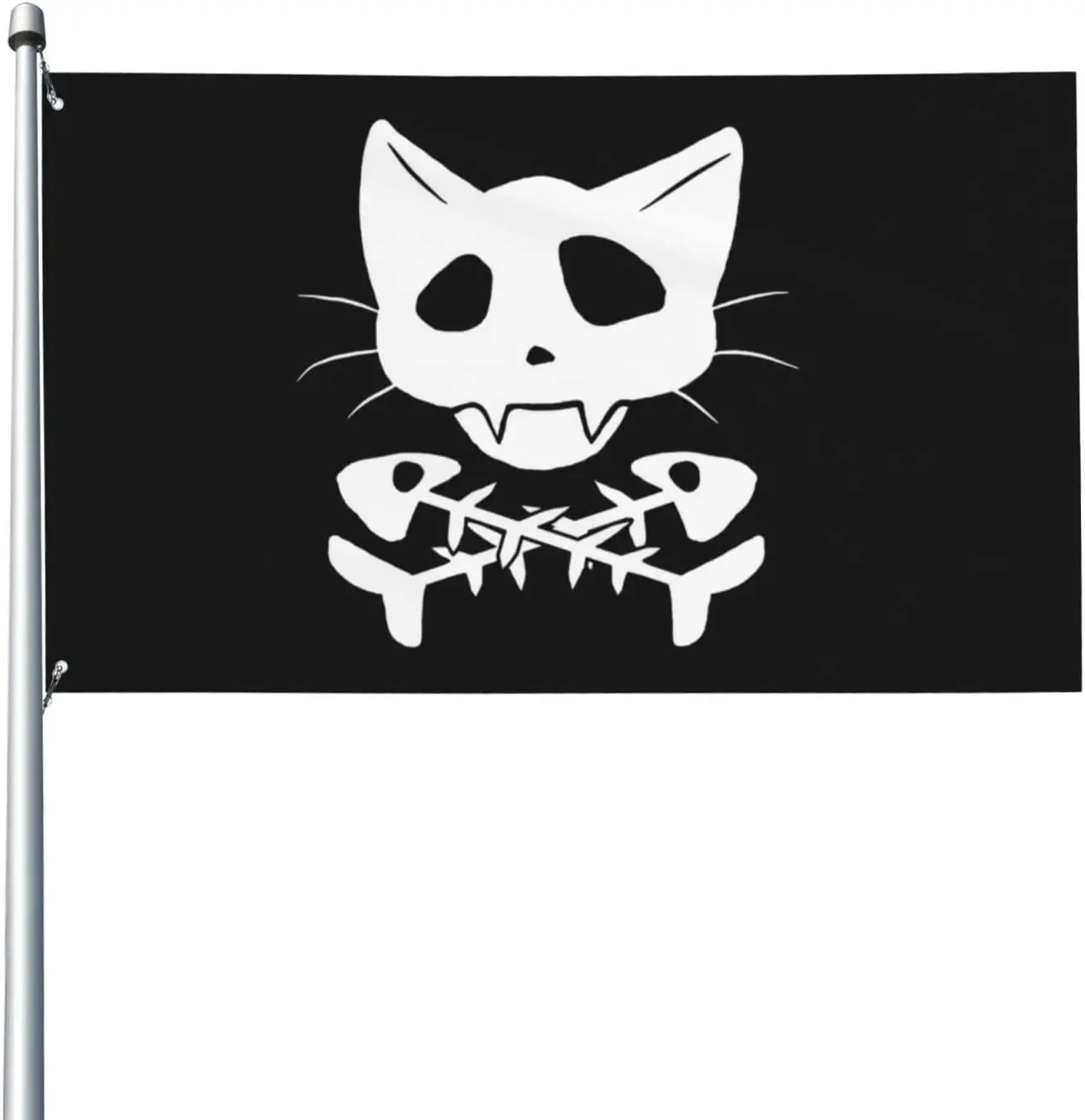 Pirate Kitty Cat Skull Crossbones Flag, Welcome Banner for Patio, Lawn, Garden, 3x5 Ft