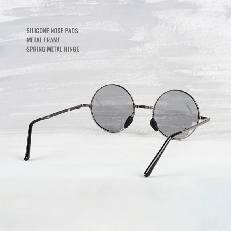 Toketorism Photochromic Sunglasses Foldable Polarized Glasses For Driving Outdoor Round Men\'s Sun Glasses