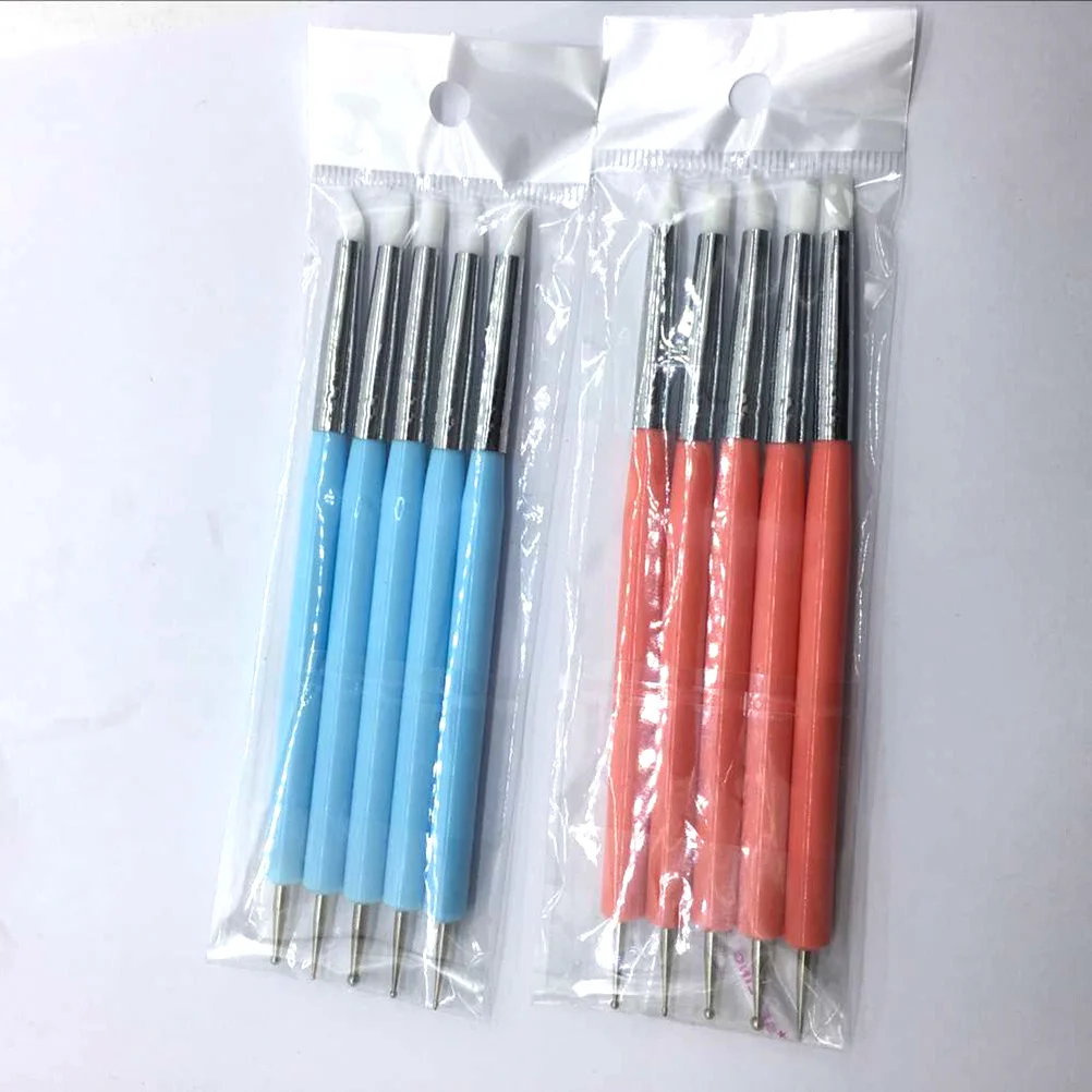 

5pcs Cake Sculpting Pen 14.7Cm Double-Ended Silicone Tips Clay Tools For Polymer Clay Modeling Pottery Art Craft Nail Art