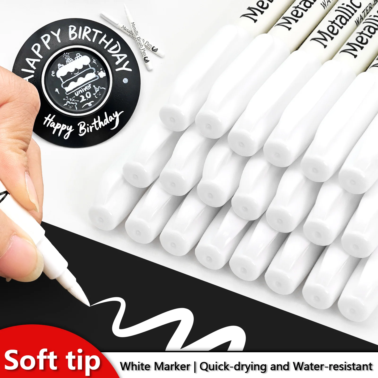 فرشاة أقلام خطاط (ماركر) معدنية أبيض/ذهبي/فضي/نحاس اللون قلم تلوين دائم للحرف اليدوية سكرابوكينغ لوازم مكتبية #1