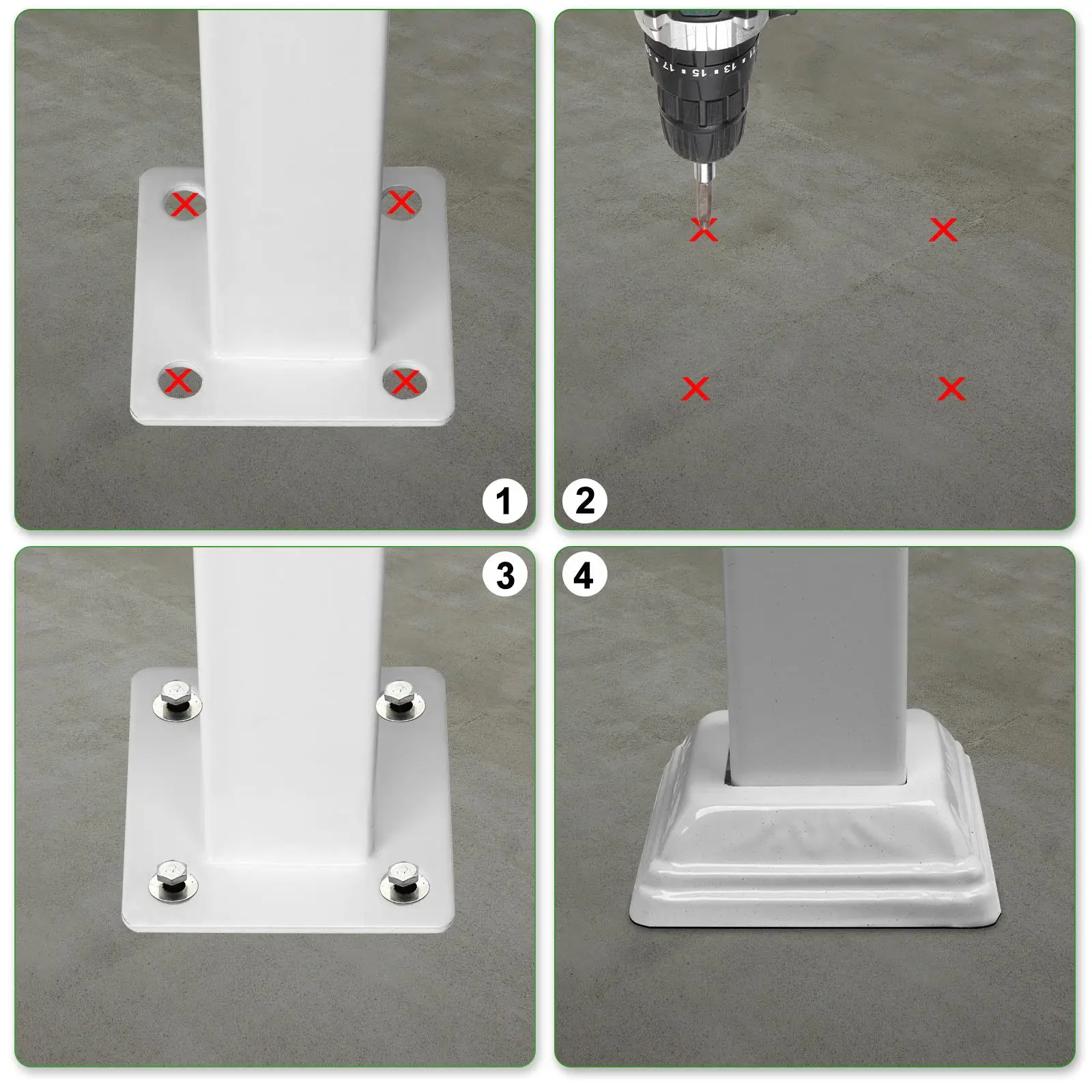 para corrimão externo - design transicional de ferro em 2 etapas com kit de instalação, acabamento branco