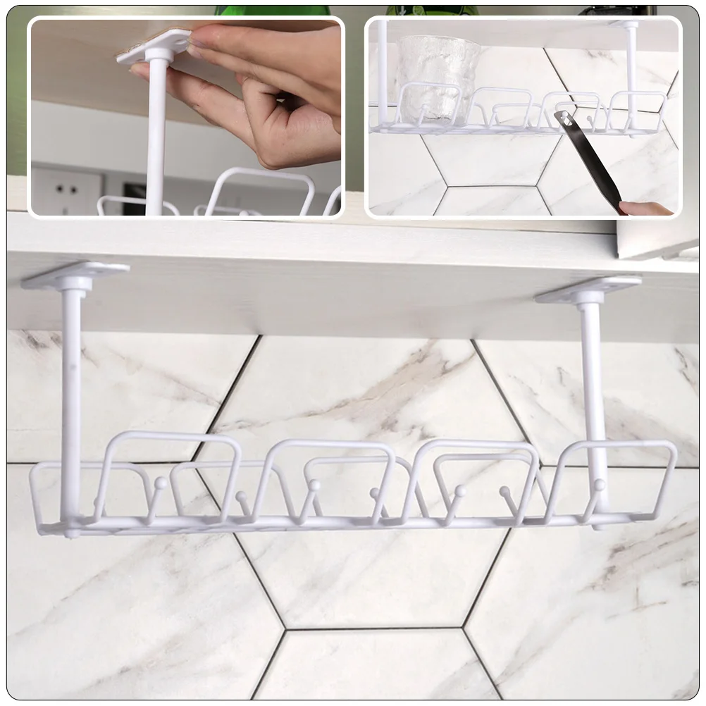 

2 Pcs White Desk Cable Management Tray Under Table Wire Organizer with Hooks for Kitchen Storage Desk Tidy Solution