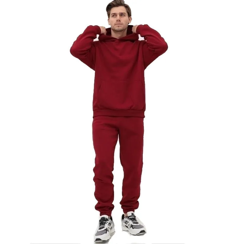 

Mens 2 Piece Fleece Hoodie and Jogger Pants Set Solid Color Running Outfit Sportswear Comfort Wear