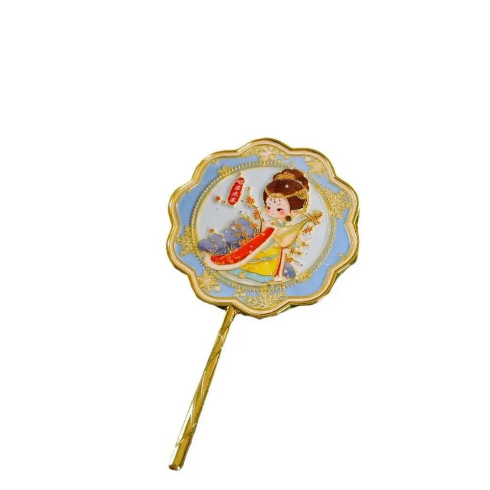 กระจกมือถือสไตล์จีนปลอดเชื้อพื้นผิวดอกไม้โลหะกระจกเครื่องสําอางความละเอียดสูงผีเสื้อการ์ตูนกระจกแต่งหน้า