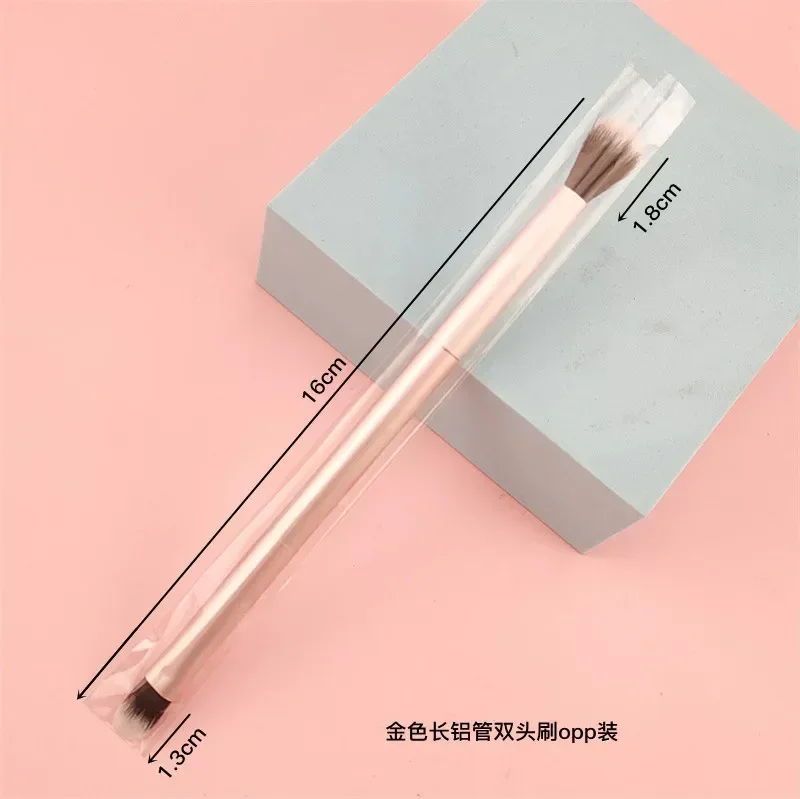 3pcs All Aluminum Tube Double Head Makeup Brushes Eyeshadow Brush + Nose Profile Brush Single Highlight/highlight Brush