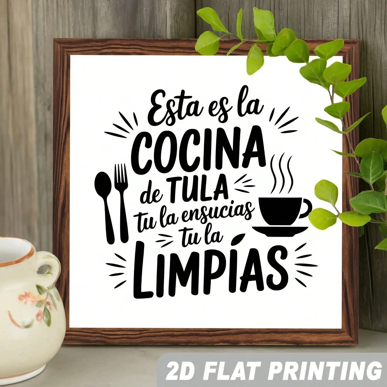 2D Flat 1Pc, This Is Tula's Kitchen, You Make It Dirty, You Clean It Wooden Framed Sign Kitchen Rules Theme Inspirational Quote for Kitchen, Dining Room, Entryway, Decorative Signs & Plaques 8X8 Inch