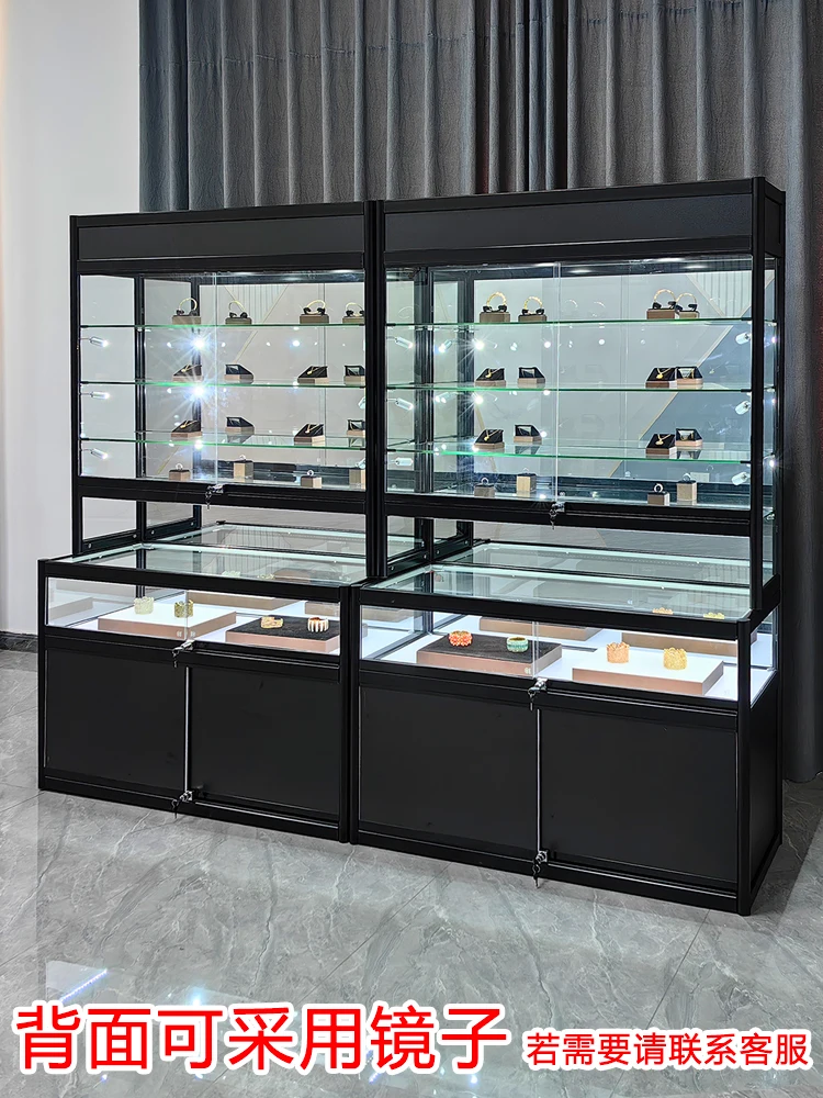 Luxury jewelry display counter glass antique jade ceramic jade bracelet jewelry cabinet product display rack