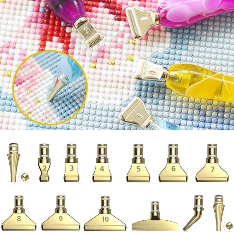 5D DIY Diamond Painting Pen Tool Metal Rhinestones Head Diamond Embroidery Point Drill Pen Tip Decor Nail Art Craft Akcesoria