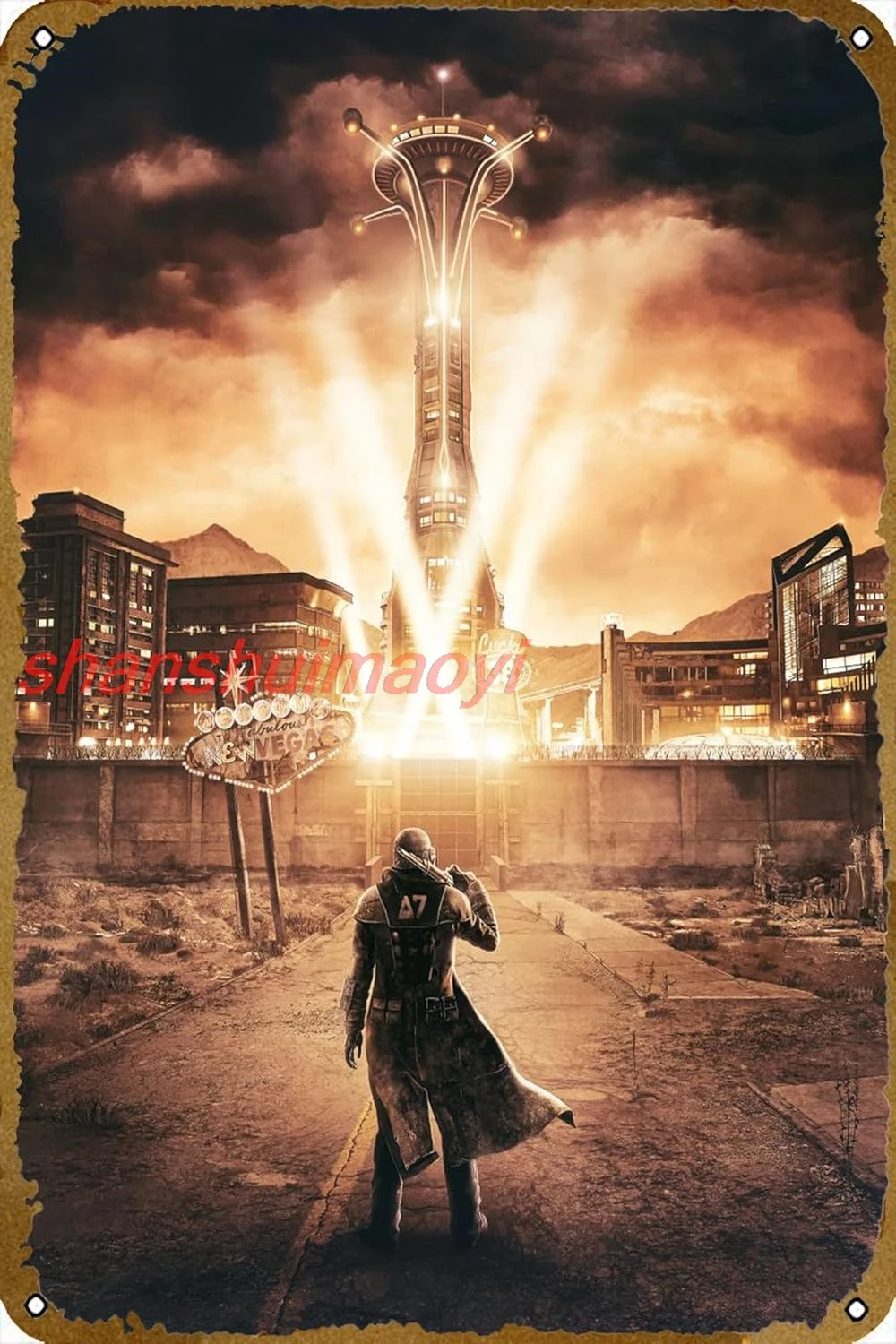 New Vegas Courier Poster Video Game Metal Tin Sign Gaming Cool Wall Decor Gifts for Gamers 12x8 inch sign