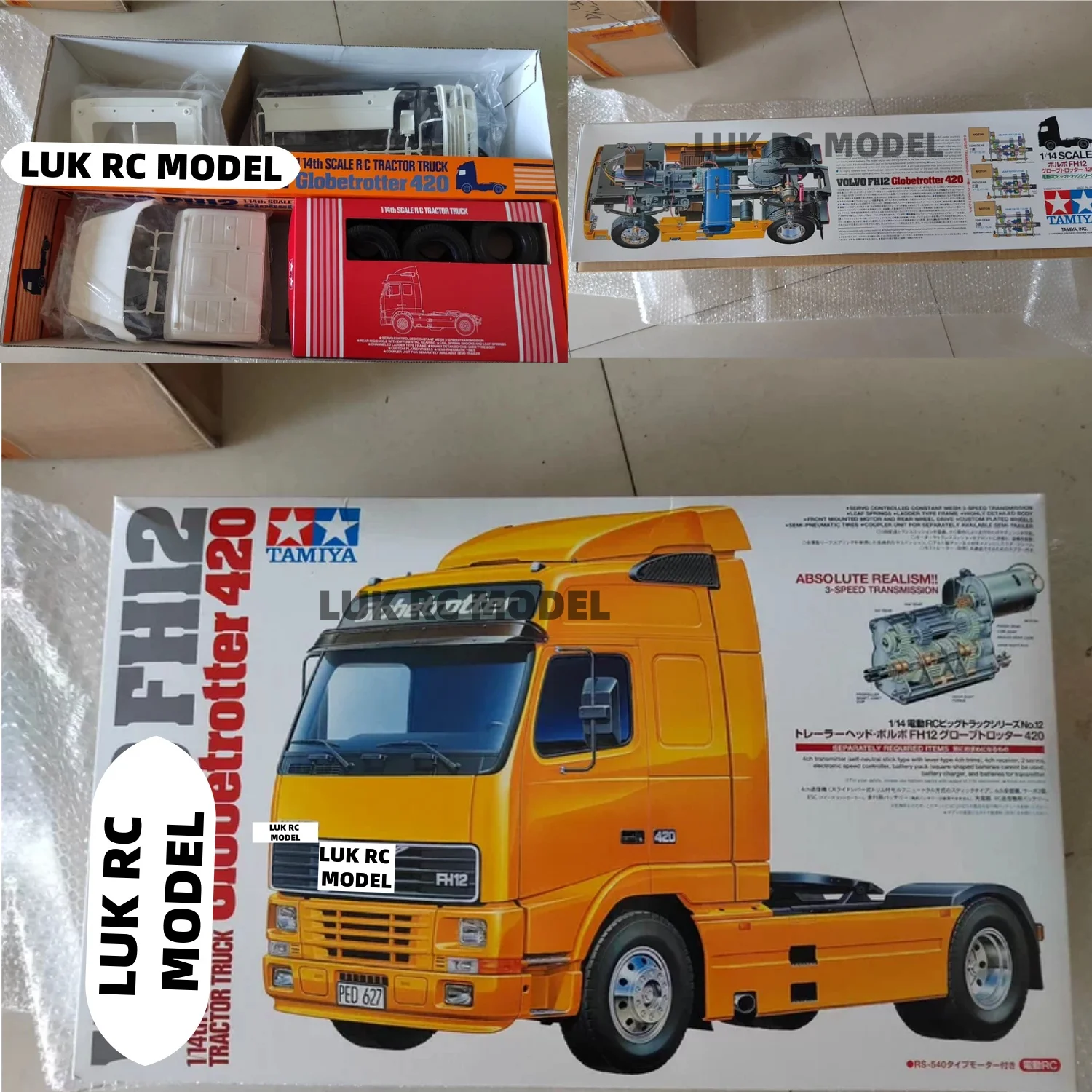 KIT de camión Tractor de control remoto TAMIYA 1/14 56312 FH12 GB 420 sin pintar, Motor 540, caja de cambios de tres velocidades, piezas DIY, regalos para niños