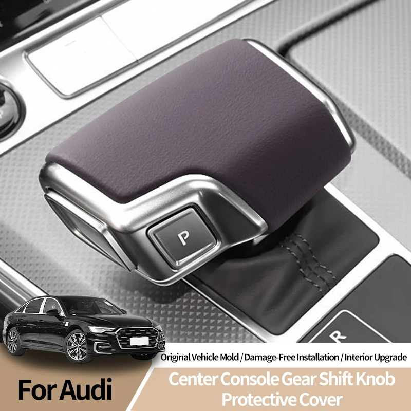 

For Audi C8 A6L A7 Q7 A8 / Q8 (2019-) Leather Center Console Gear Shift Knob Cover Anti Scratch Car Interior Tuning Accessories