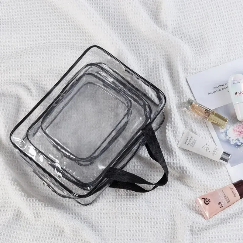 Transparent Visible Cosmetic Storage Bag Set Three Gift Wrapping Bag For Toiletries Makeup Logo Customizable