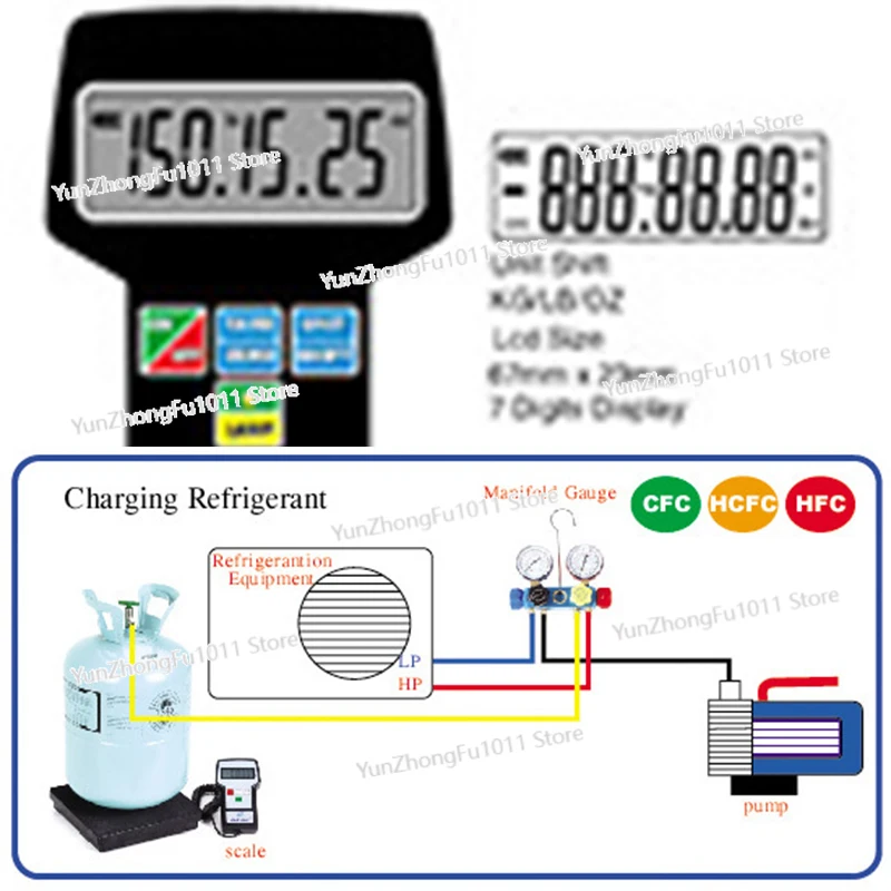 RCS-7040 Refrigerant Filling Scale High-precision Portable Refrigerant Freon Filling Scale KG/LB/OZ Refrigerant Filling Scale