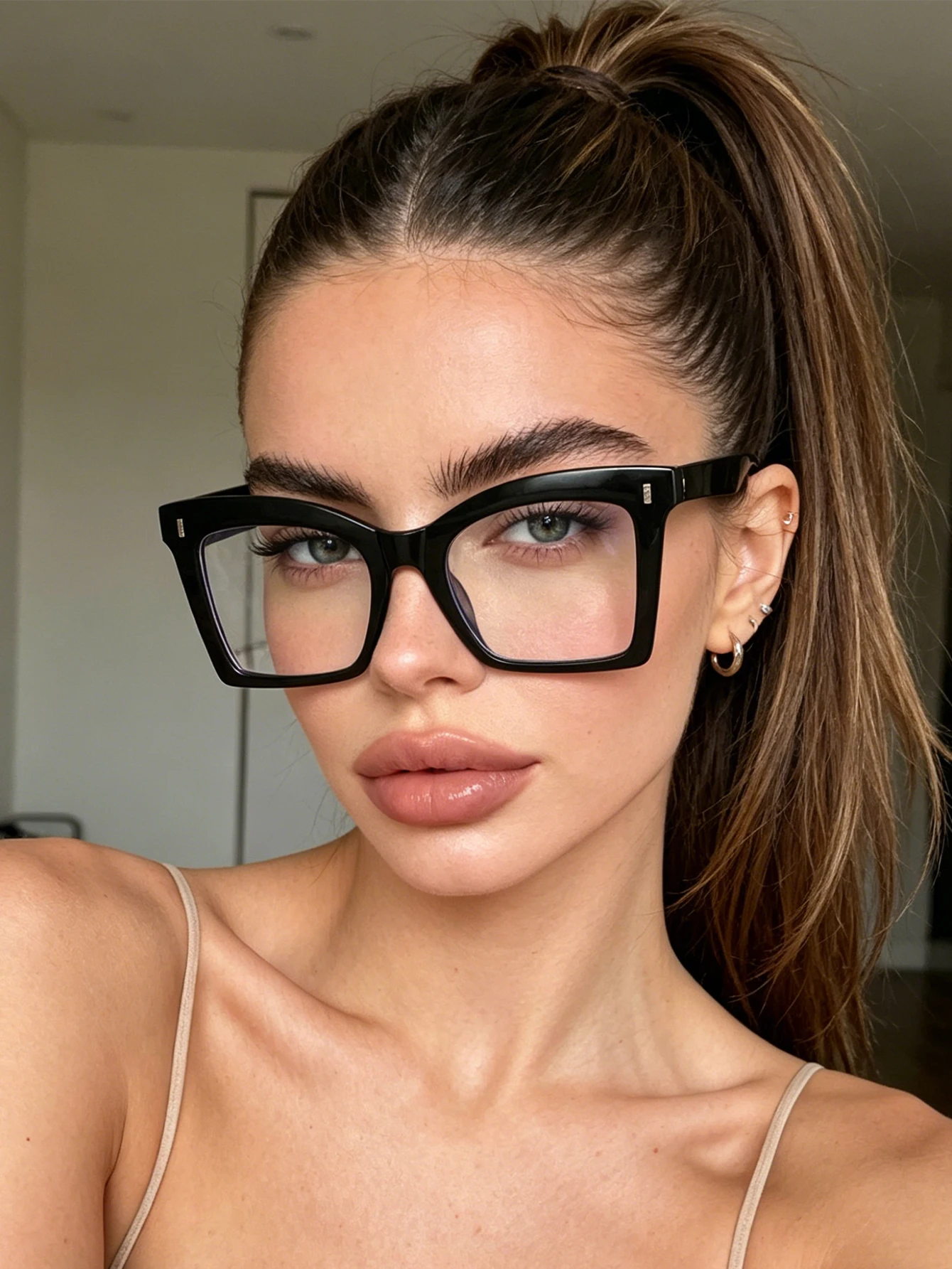 1 Stück High-Street-Style Cat-Eye-Brille mit schwarzem Rahmen, vielseitig und modisch für den Alltag