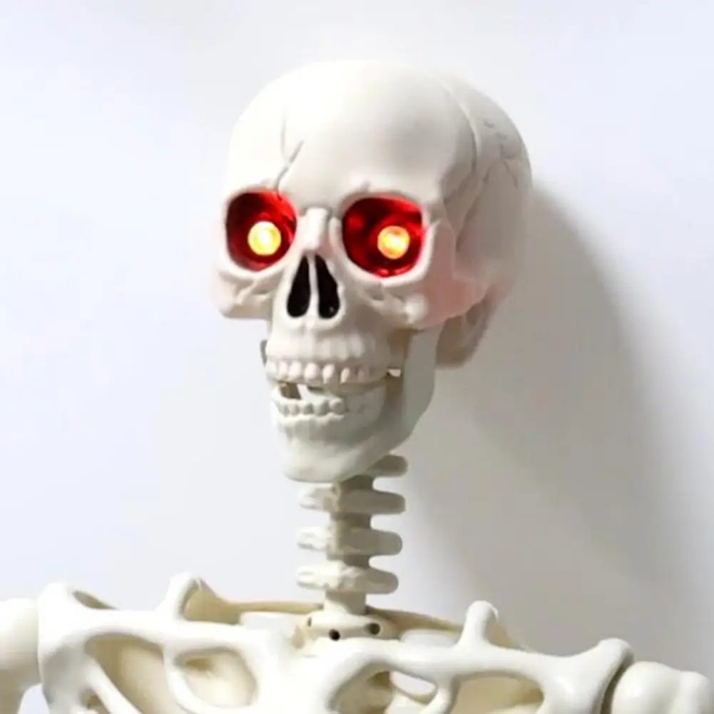 5.4FT Halloween Life Size Light-up Skeleton Decor Movable Joints Realistic Full Body Bones Skeleton Prop with Glowing Eyes