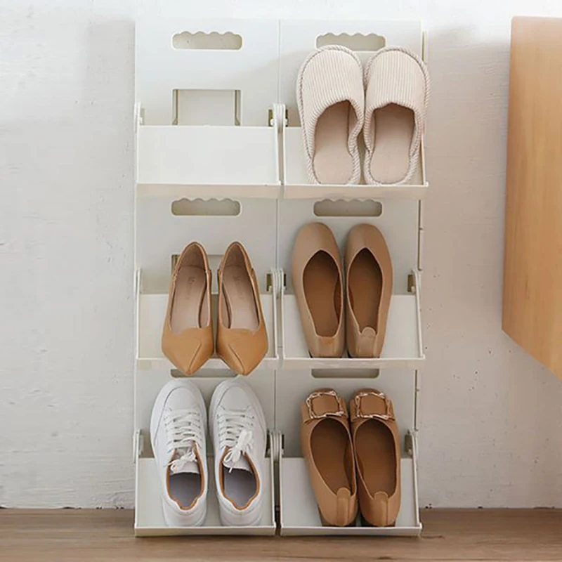 Foldable Vertical Shoe Rack Without Drilling Easy Assembly Suitable For Entrance And Bathroom Wall Mounted Slippers Storage