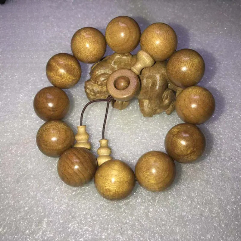 Golden Nanmu Bracelet.Gold Base Color.Double-Loop Style Made From Aged Wood