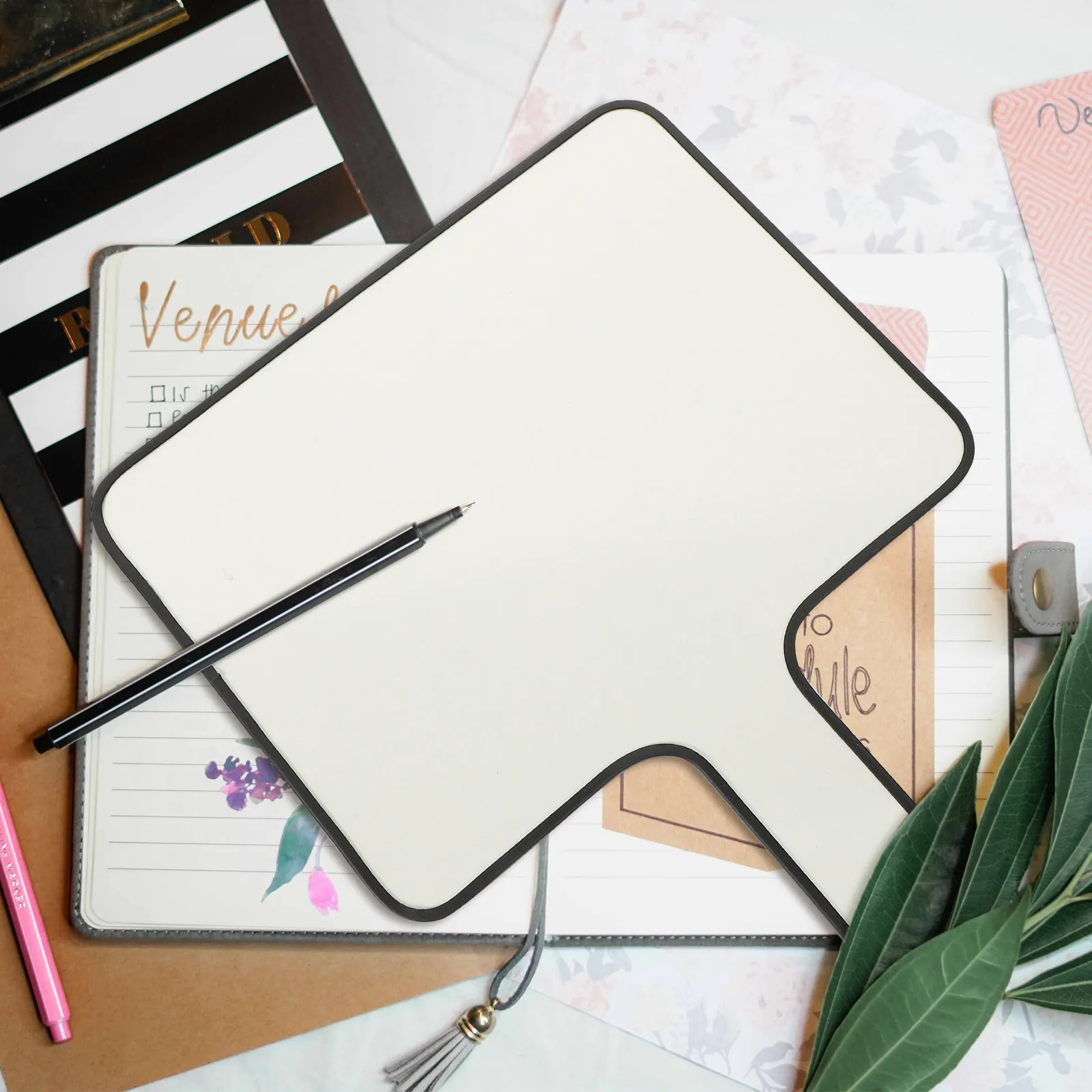 Interactive Answer Board Double-Sided Handheld Whiteboard Quick Response Teaching Prop Erasable Blank Paddle Answer Board