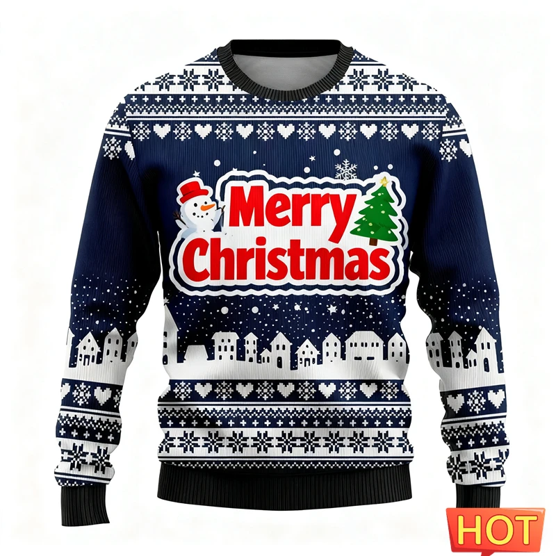 

Мужские толстовки с рисунком С Рождеством и 3D принтом, уродливый рождественский свитер, забавные свитера для фестиваля и вечеринки, повседневный осенний пуловер унисекс