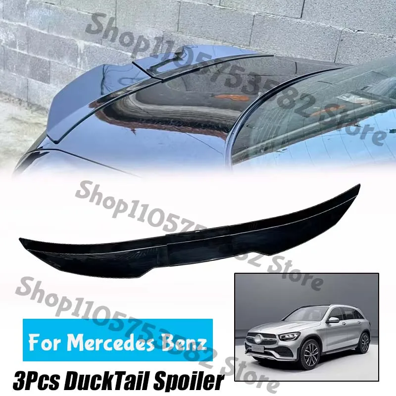3Pcs Ducktail High Kick Trunk Spoiler For Mercedes Benz Universal Rear Boot Wing For Multi Models Car