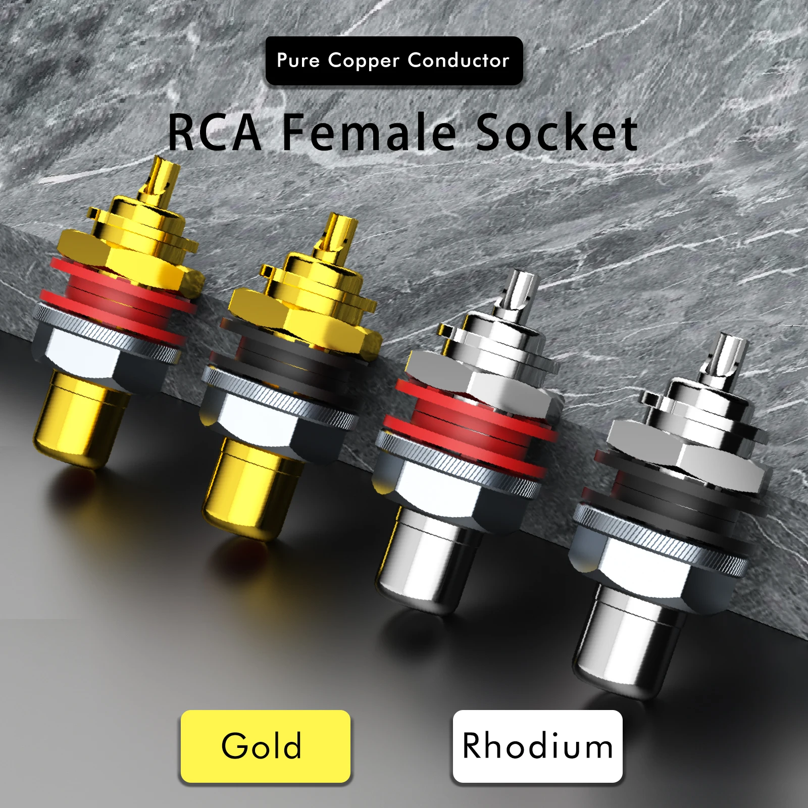 Monosaudio Pure Copper RCA Terminals C401 Gold/Rhodium Plated Copper RCA Audio Jack PCB Mounting RCA Sockets