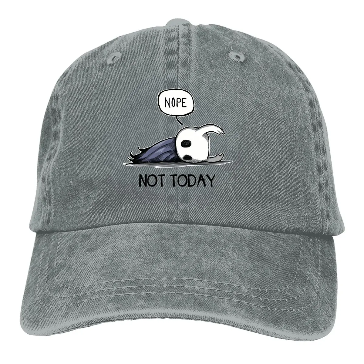 Washed Men's Baseball Cap Nope Not Today Trucker Snapback Caps Dad Hat Hollow Knight HK Game Golf Hats