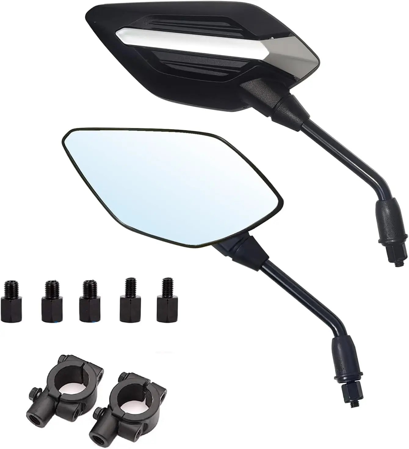 

Universal 8MM Motorcycle Mirrors for 7/8" Handlebars, Compatible with ATV Snowmobile Scooter Dirt Bike - Convex Design