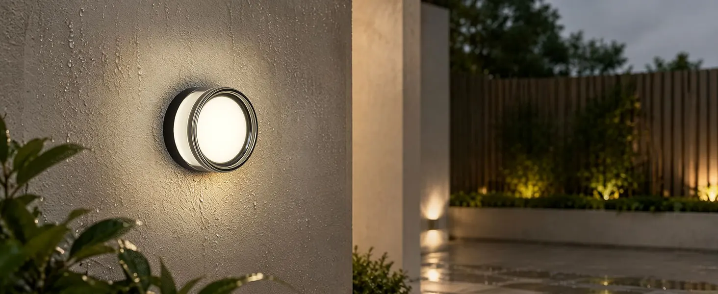 LVL Modern LED Wall Lamp 9W Small Round & Square Waterproof IP65 CCT Indoor/Outdoor Source Wall Sconces Smokey Grey Fixture