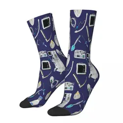 Tools Of The Trade SPACE BLUE Anesthesia Doctor Medical Nurse Hospital Socks Male Mens Women Summer Stockings Polyester