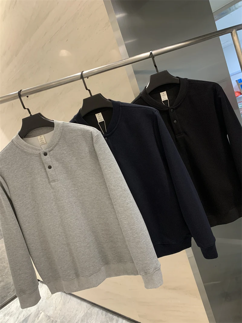 

Мужская повседневная толстовка с воротником-стойкой на двух пуговицах, универсальная, удобная, из смесового хлопка и полиэстера, для осеннего сезона