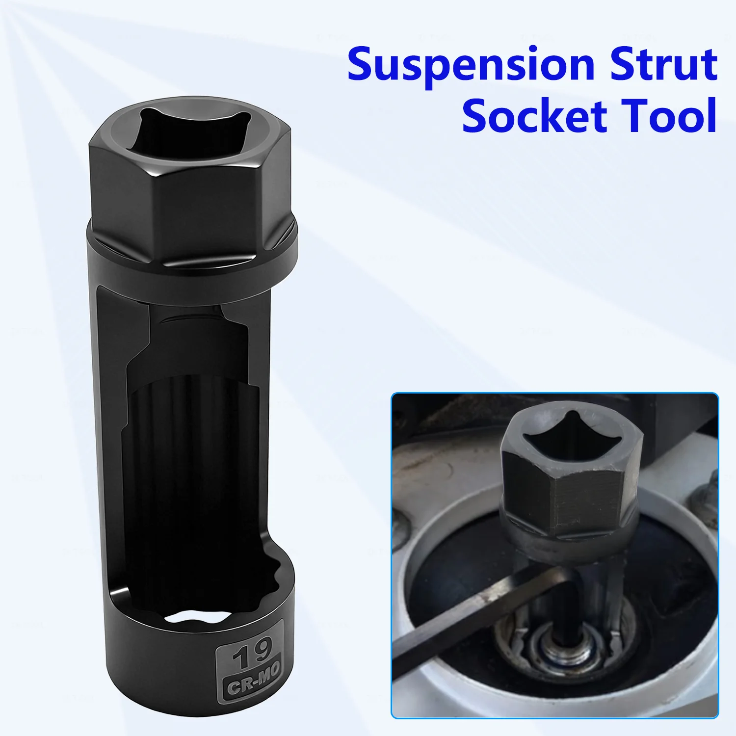 1-Piece Shock Strut Nut Socket Set, 19mm Suspension Strut Socket Tool, 1/2