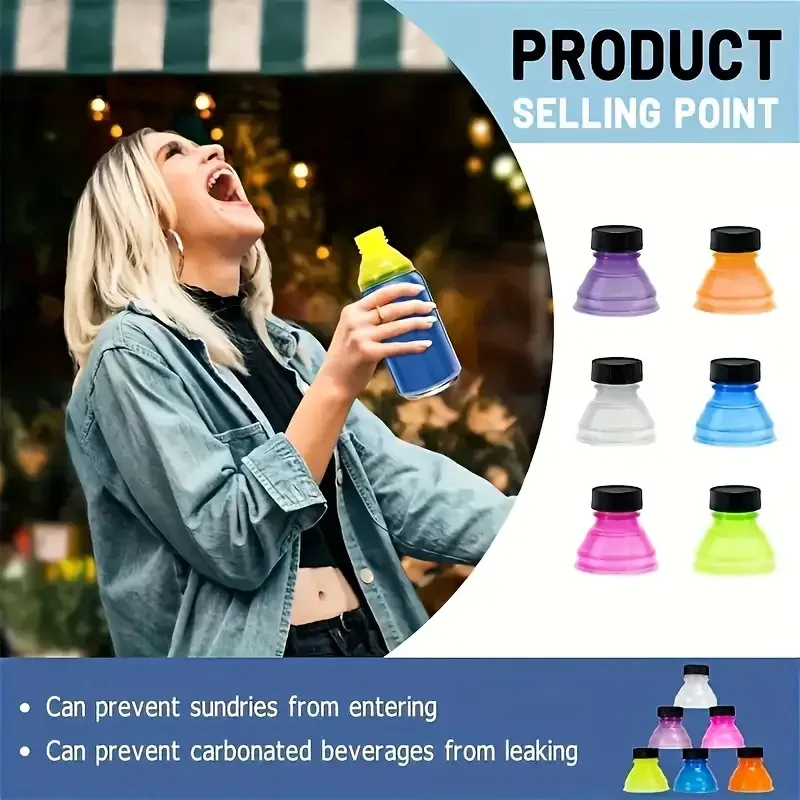 6pcs Reusable Plastic Beer Water Dispenser Lid Protector Caps Cover Bottle Top Soda Saver Can Cap Fashion Accessories view 3