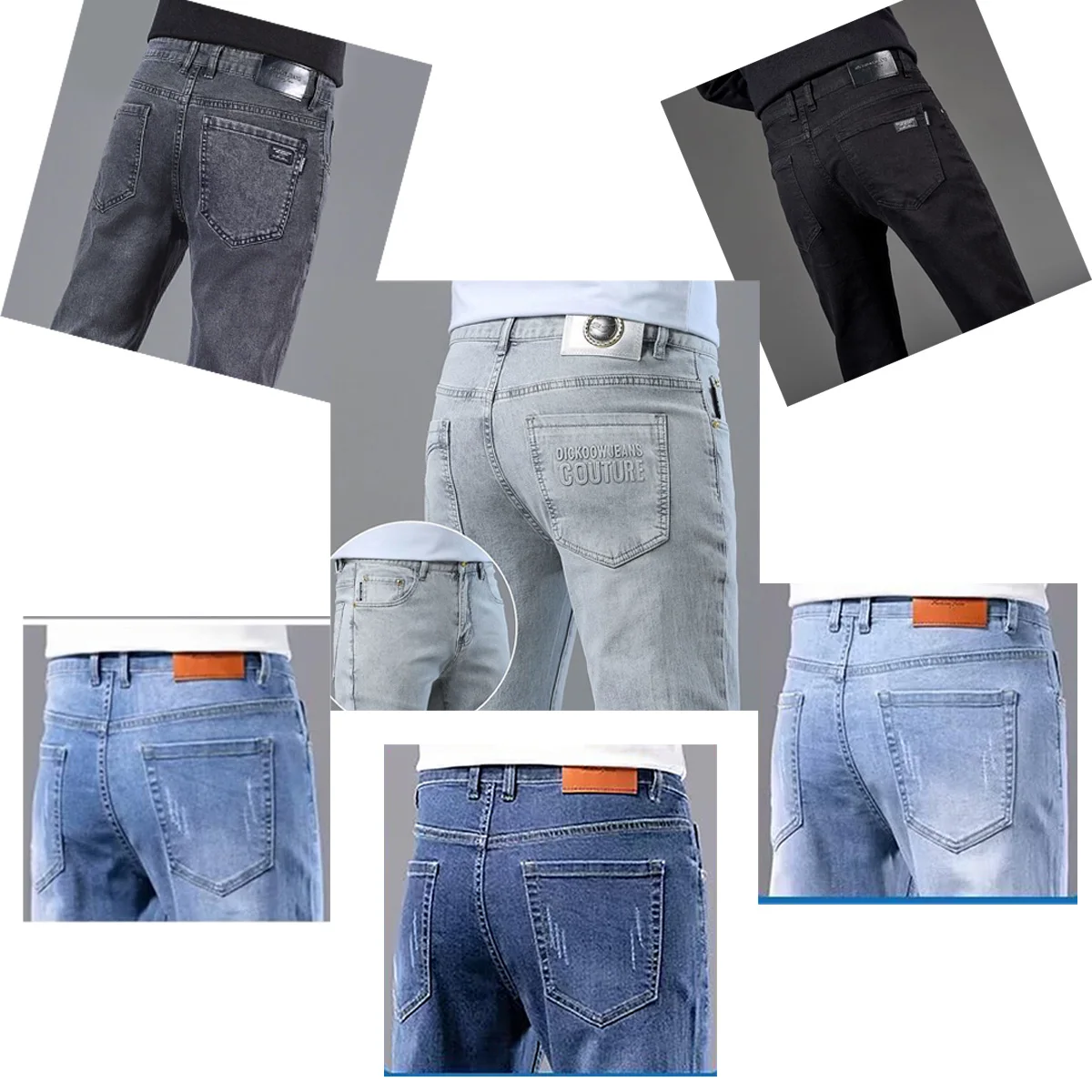 2025 Men's Slim Fit Denim Pants Quality Casual Fashion Leg Cinching Cropped Pants Blue Black Other Colors Choose From