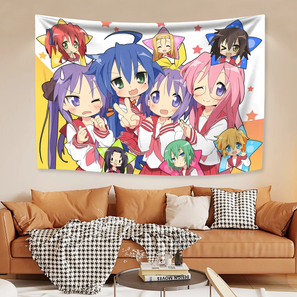 Kawaii Anime Wandteppiche Lucky Star Izumi Konata Japanische Wohnkultur Wandbehang Teppiche Schlafzimmer Hintergrund Freund Geschenk