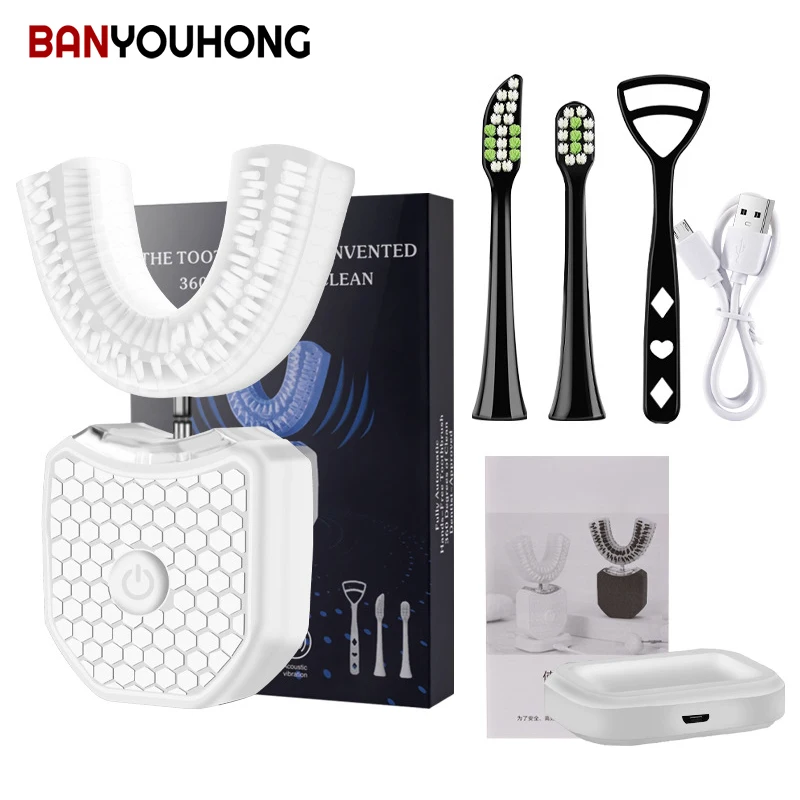 

Adult Sonic Electric Toothbrush U Shaped 360 Degrees Automatic Ultrasonic Tooth Brush USB Charging Teeth Whitening Toothbrushes