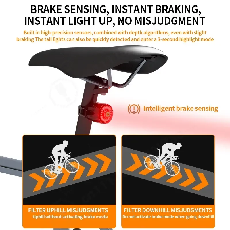 Intelligent Vibration Sensor LED Tail Light for Mountain Bike Night Riding Safety Warning Bicycle Rear Lamp