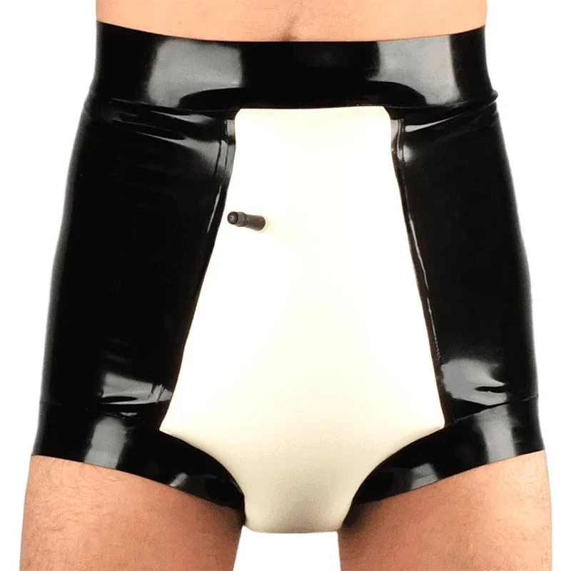 Inflatable Latex Panties Shorts Sexy Diaper Black with White Gummi Rubber Male Underwear Cool Customized for Men Wear