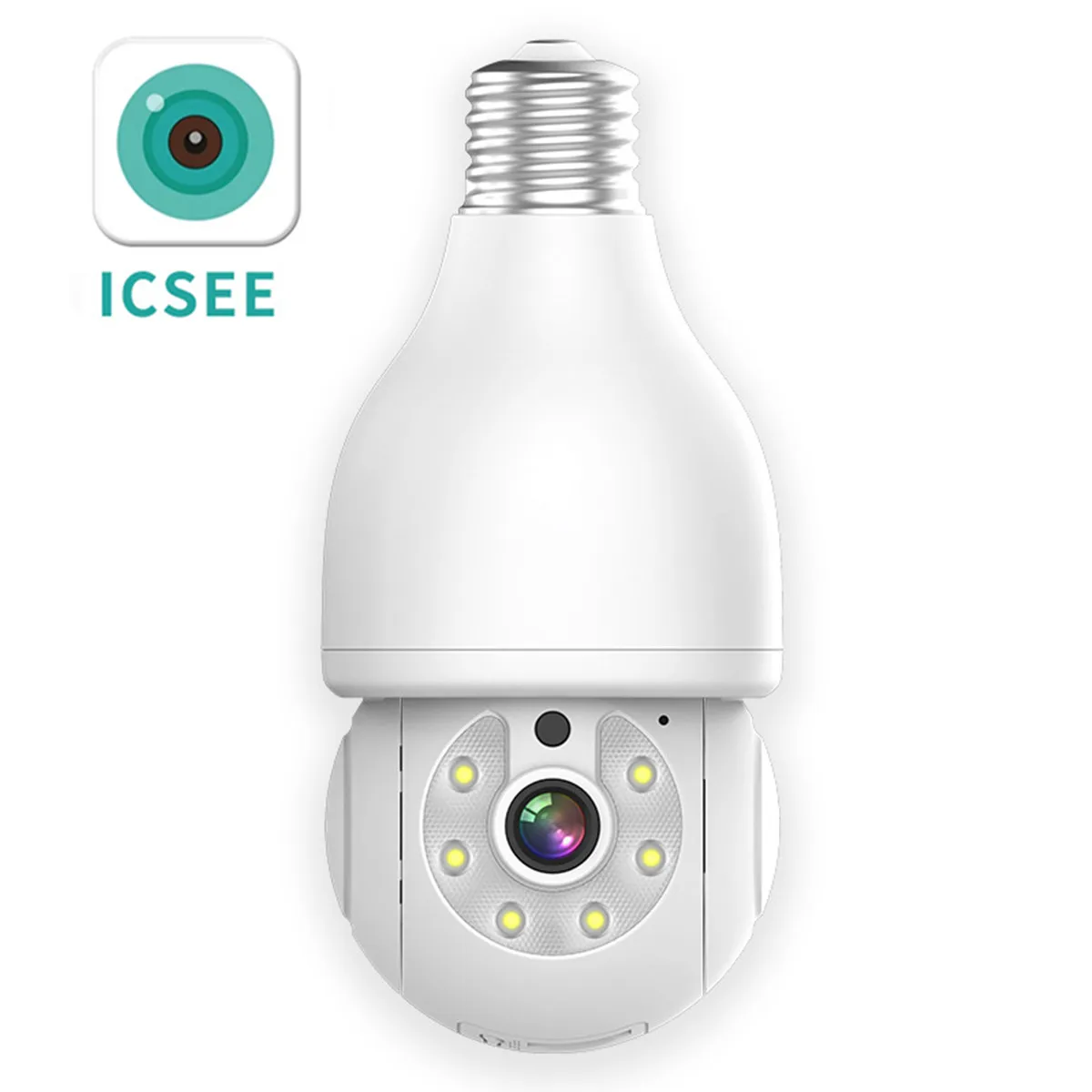 Wireless PTZ IP Dome Camera 1296P iCsee APP Control E27 Lamp Head Socket Home Security CCTV AI Humanoid Detection Baby Monitor