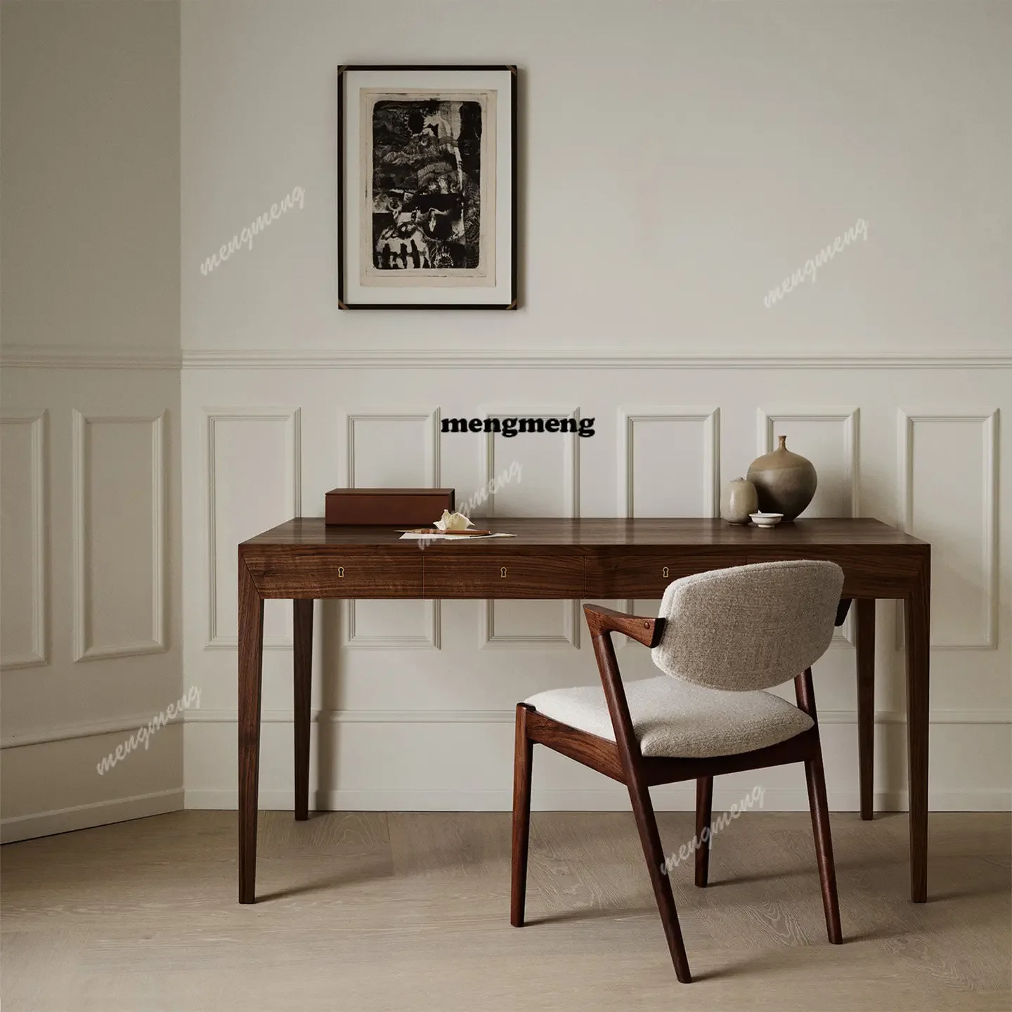 

New arrive Medieval Furniture North American Oak Black Walnut Table Designer Solid Wood Desk