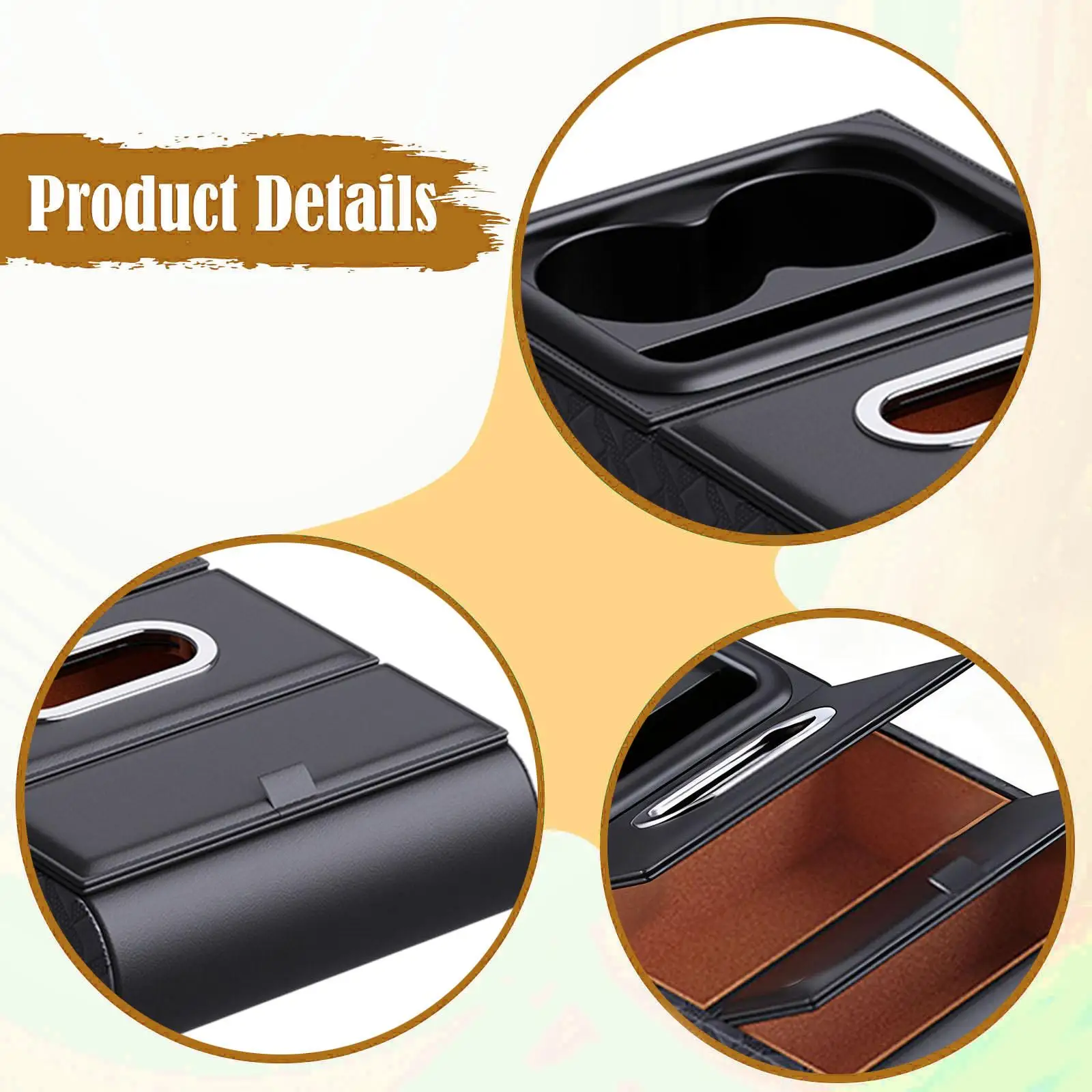 Car Armrest Storage Box Multifunctional Separation Storage System Tissue Box Auto Interior Accessories Cup Holder for Auto