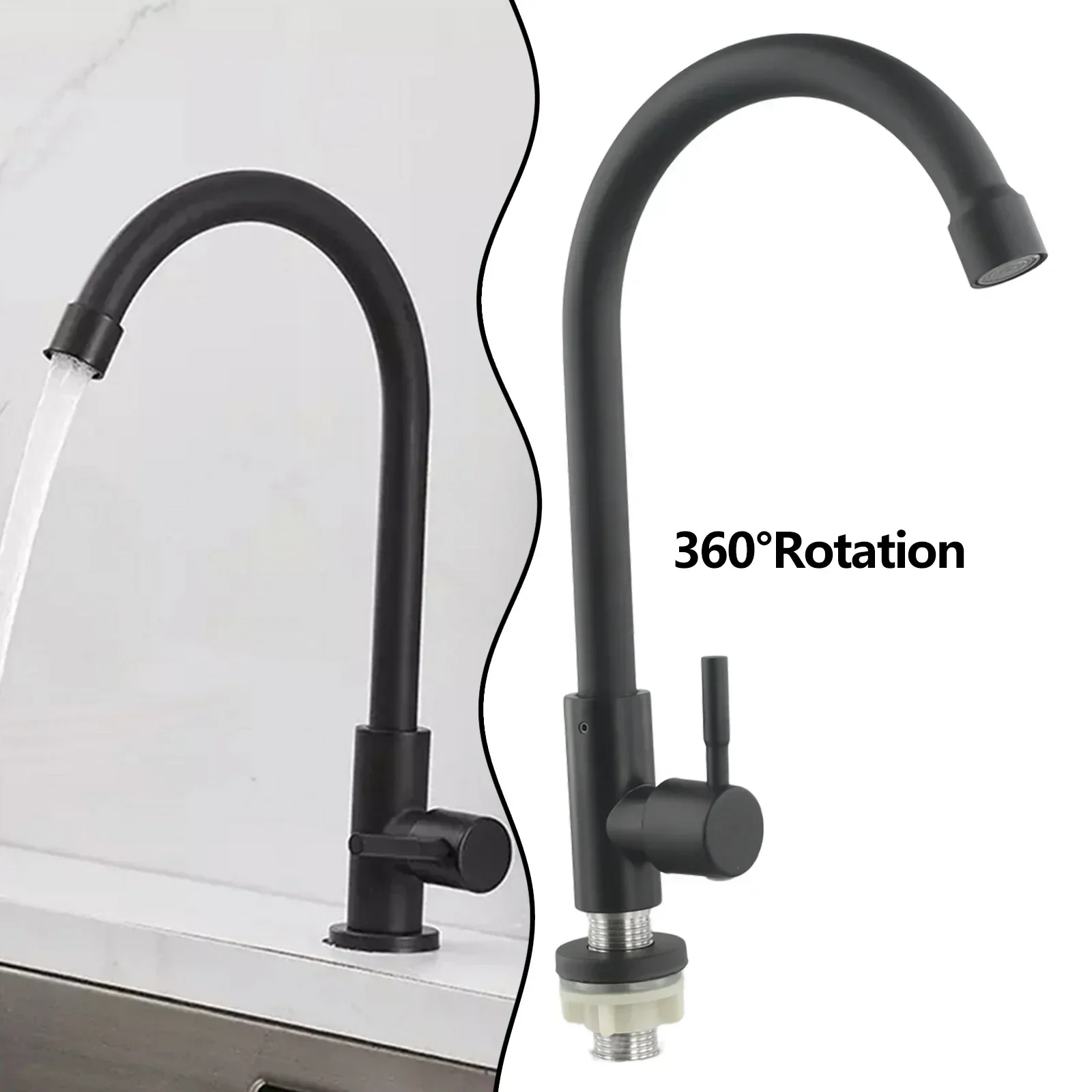 Accesorios para ahorrar agua para el hogar, grifo de cocina de acero inoxidable 304, grifo individual de agua fría para cocina y baño